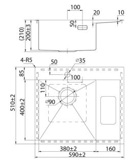 Кухонная мойка IDDIS Haze HAZ59SLi77 левая 59см сталь