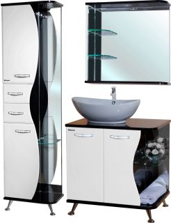 Тумба под раковину Bellezza Рио 70см левая белый/чёрный 00000007193