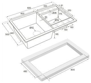 Мойка кухонная Paulmark Tandem PM238250-BL чёрный