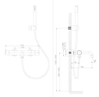 Смеситель для ванны Raiber Graceful RPB-003 чёрный матовый
