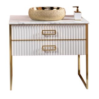 Тумба под раковину Armadi Art Monaco 100см белый/золото 867-100-WG