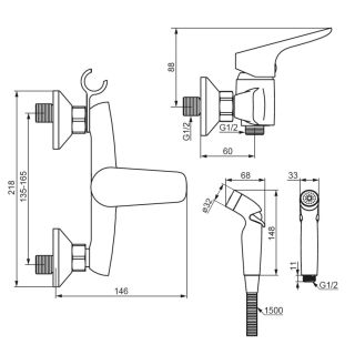Смеситель для душа Damixa Jupiter 778000300 черный