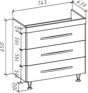 Тумба под раковину Bellezza Рокко 80см бежевый 00000010169