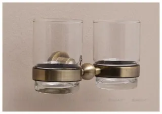 Стакан двойной с держателем Aquanet 189266 бронза