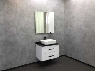 Comforty Тумба-умывальник "Амстердам-75" белая с черной столешницей, с раковиной Comforty T-Y9378