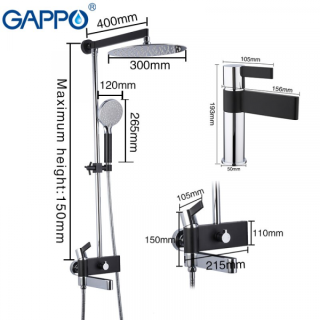 Душевая стойка Gappo G2481 чёрный/хром