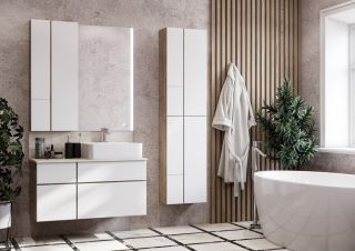 Шкаф Акватон Мишель дуб эндгрейн/белый 1A243903MIX40