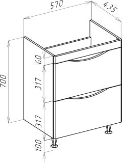 Тумба под раковину Bellezza Санриса 60см серебро 00000010228