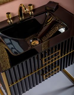 Тумба под раковину Armadi Art Monaco 80см чёрный/золото 866-080-BG