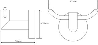 Двойной крючок Sapho X-Round хром XR200