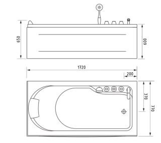 Акриловая ванна Gemy G9006-1.7 B R 172x77x65