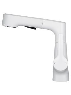 Смеситель для раковины Wonzon & Woghand WW-121B108-MW с выдвижным изливом белый матовый