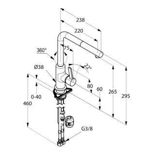 Смеситель для кухни Kludi L-ine S 408518775 чёрный/хром