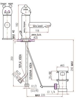 Смеситель для раковины Rav Slezak Seina Junior SE326.5 красный синий хром