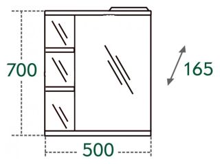 Зеркальный шкаф СанТа Ника 101085 50см правый фацет белый
