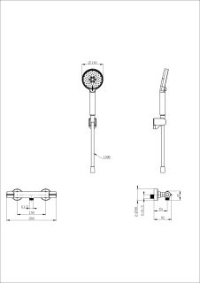 Смеситель для душа Wonzon & Woghand INN 5 WW-B2063-A-BGG с термостатом тёмный графит
