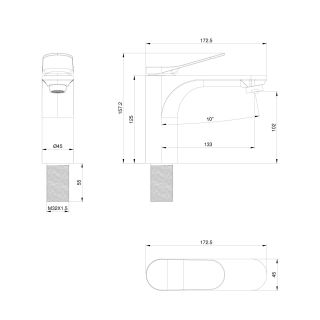 Смеситель для раковины Wonzon & Woghand WW-A40482-MB чёрный матовый