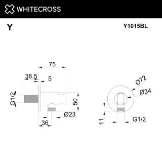 Угловой соединительный элемент с держателем лейки WHITECROSS Y1015CR хром