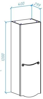 Пенал Bellezza Сесилия 40см правый белый 00000007221