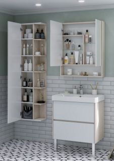 Зеркальный шкаф Акватон Сканди 70см белый/дуб верона 1A252202SDB20