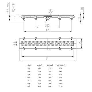 Душевой лоток Veconi Klasik Black 950 V950KB с Черной матовой решеткой под плитку