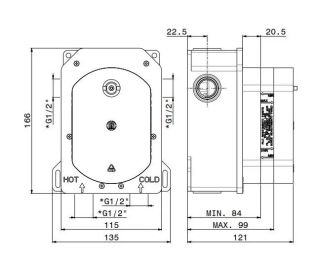 Универсальная внутренняя часть для термостатического смесителя на два потока для душа Kerama Marazzi 31061KM.00.000
