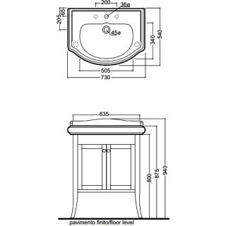 Тумба под раковину Kerasan Retro 734940 напольная орех