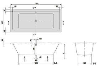 Акриловая ванна Villeroy Boch Targa Plus Duo 180х80 UBA180NES2V01+U99740000 см ножки в комплекте