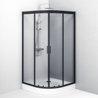 Душевой уголок AM.PM Gem 100х100 W90G-401-100BT профиль Черный матовый стекло прозрачное