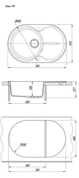 Кухонная мойка Florentina Лацио 780 жасмин