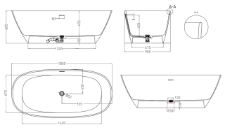 Ванна из искусственного камня Salini Sofia S-Stone 102529M 185x90см белый матовый