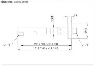 Remer XV 348N40XV держатель верхнего душа 40 см никелированная сталь