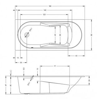 Акриловая ванна Riho Lazy B083001005 L 180х80см белый