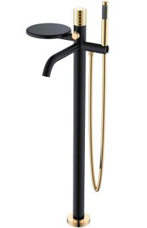 Напольный смеситель для ванны Boheme Stick 129-BG чёрный матовый/золото