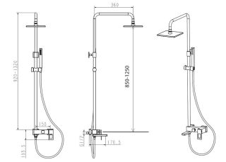 Душевая стойка Boheme Q 148-BR.2 чёрный/красный