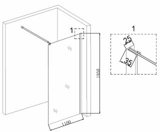 Душевая перегородка Niagara NG-685-11BLACK 110см чёрный/прозрачное
