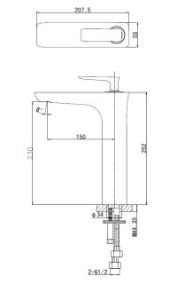 Смеситель для раковины Wonzon & Woghand Shark WW-481102-CR хром
