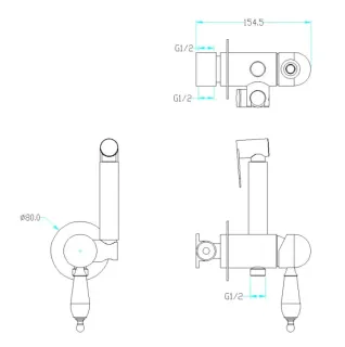 Гигиенический душ со смесителем Boheme Medici 434-SW бронза