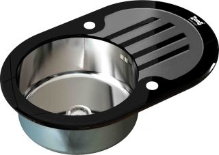 Мойка кухонная Zorg Inox Glass GL-7851-OV-BLACK