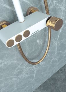 Смеситель для ванны Boheme Stick 123-WG.2 белый матовый/золото