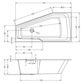 Акриловая ванна Riho Rethink Space Plug and Play B113005005 R 170х90см белый
