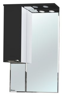 Зеркало-шкаф с подсветкой Bellezza Альфа 65см левый чёрный 00000005264