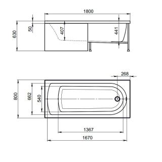 Акриловая ванна Timo Mika MIKA1880 180x80 см
