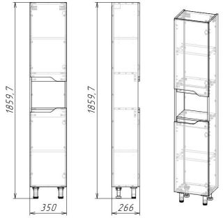 Пенал Stella Polar Абигель 35см серый/цемент SP-00001036