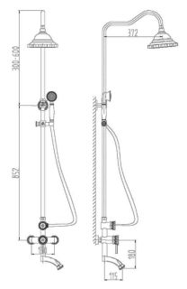 Душевая стойка Zorg Zorg Antic A 102DS-BR