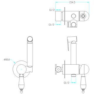 Гигиенический душ со смесителем Boheme Imperiale 435-MR-W золото