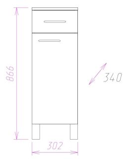 Полупенал напольный Onika Каприз 403003 с бельевой корзиной 30см белый