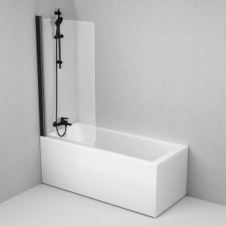 Шторка на ванну AM.PM Gem 80 W90BS-D080-140BT профиль Черный матовый стекло прозрачное