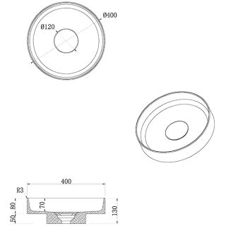Раковина накладная Armadi Art Sole Corian 801-MW 40 см белый матовый