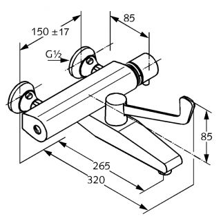 Смеситель для клиник Kludi Thermo-Care с термостатом хром 350850564